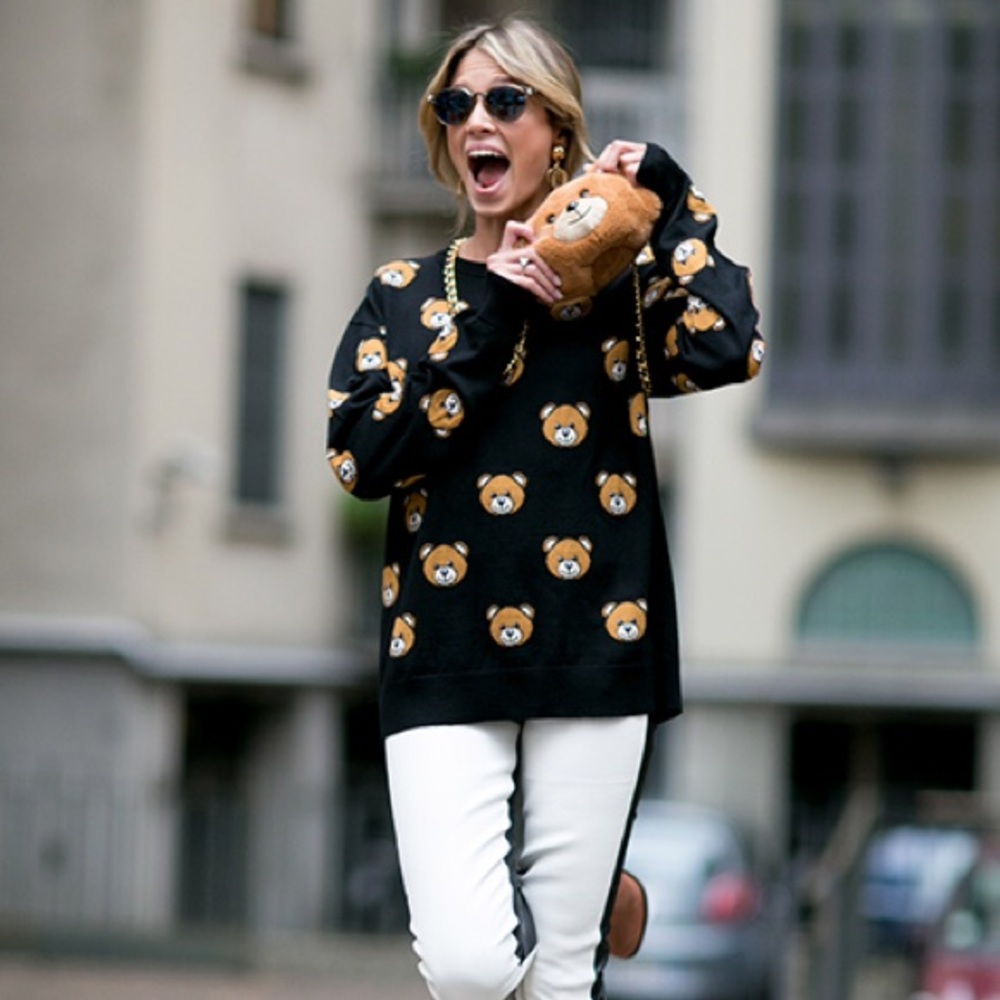 All Over Teddy Bear Virgin Wool Sweater